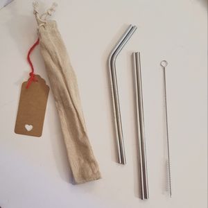 Engraved Stainless steel Straw set